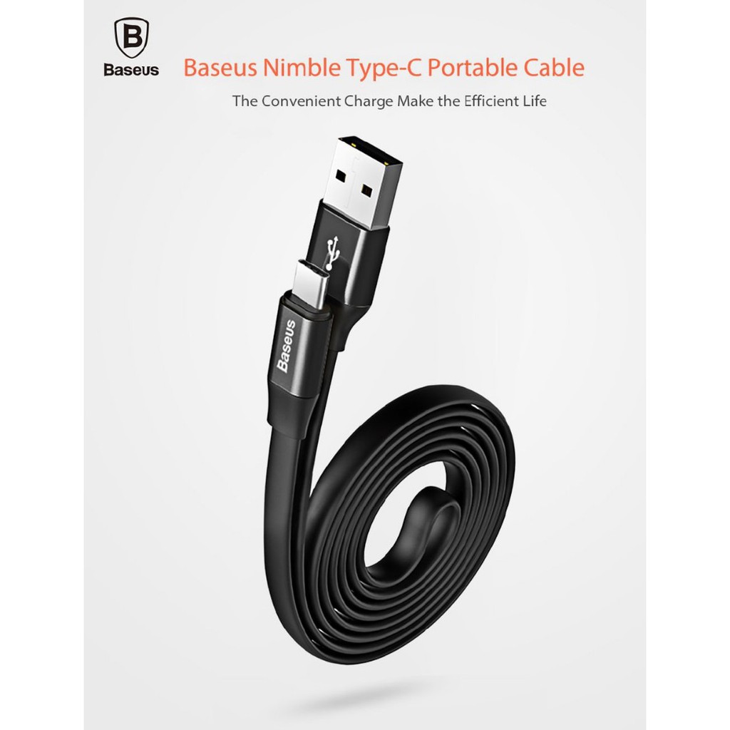 Dây cáp sạc Type-C hỗ trợ sạc nhanh dài 1.2M hiệu BASEUS Nimble cho điện thoại / Macbook - Hàng chín