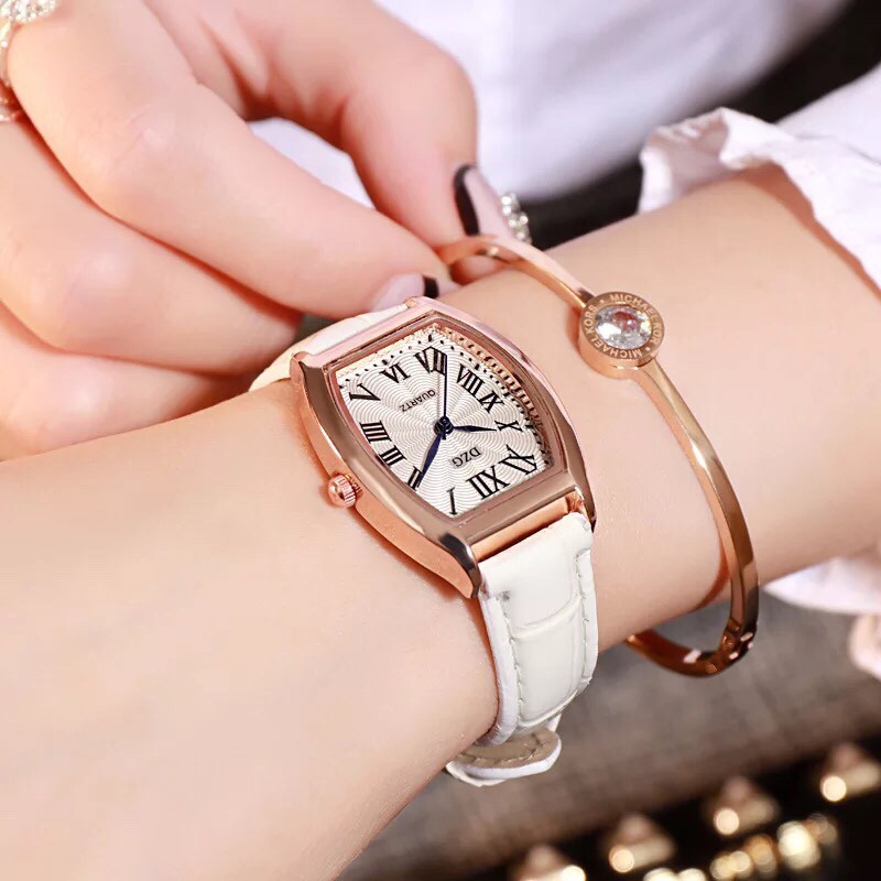 Đồng hồ thời trang nữ DZG D448 mặt vuông dây da
