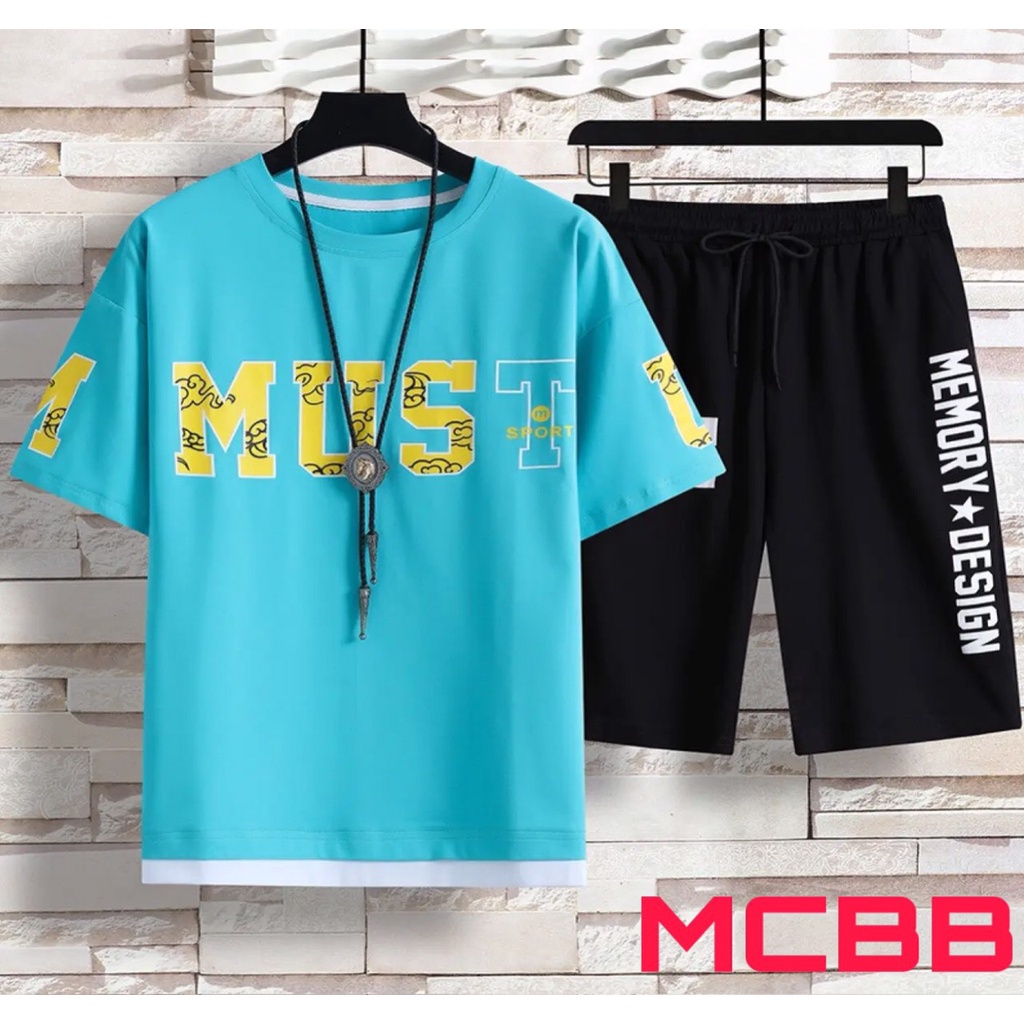 MCBB - 24-45Kg 100% Cotton Đồ Bộ Bé Trai & Ba Áo Cộc Tay Bé Trai Quần Short Đùi Áo Phông Thun Quần Áo Bé Trai Trẻ Em Nam
