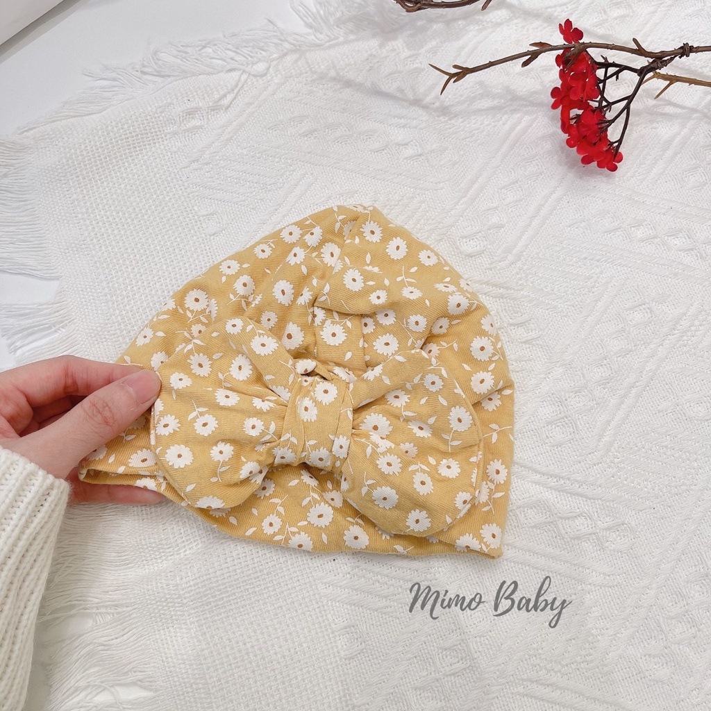 Mũ nón turban nơ vàng hoa đáng yêu cho bé 5-7kg Mimo Baby MTB70