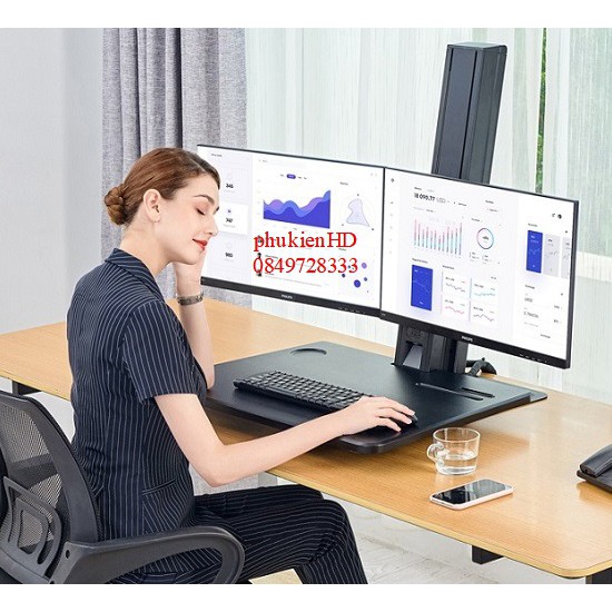 Giá đỡ 2 màn hình máy tính NB S100 22-27inch