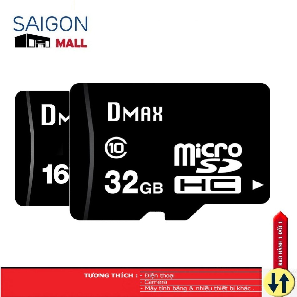 Thẻ nhớ 32GB/16GB/8GB micro SDHC Dmax class10 - Bảo hành 1 đổi 1 | BigBuy360 - bigbuy360.vn
