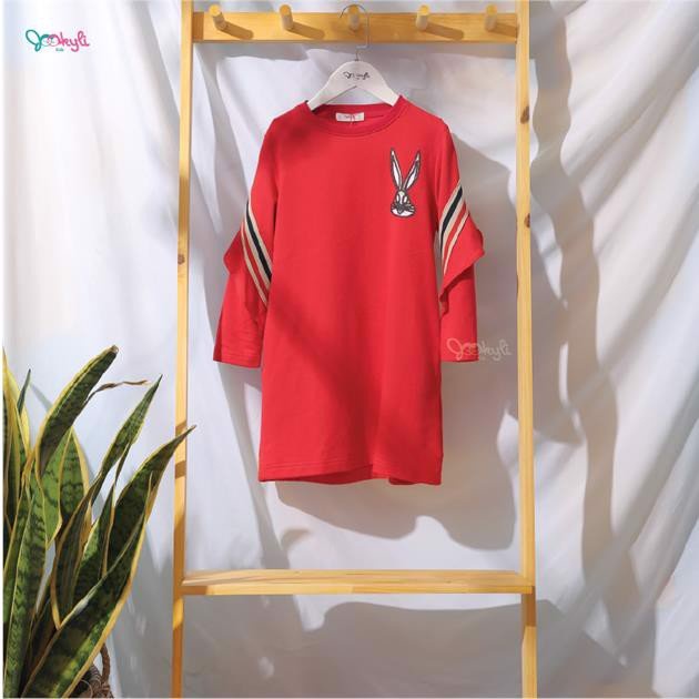 Đầm Thun Đỏ Phối Bèo Jookyli MSP42G0465