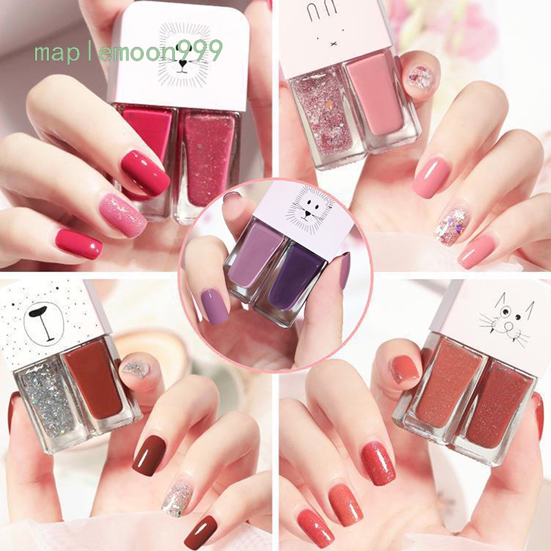 [Hàng mới về] Sơn móng tay đôi 2 trong 1 lên màu độc đáo đẹp mắt