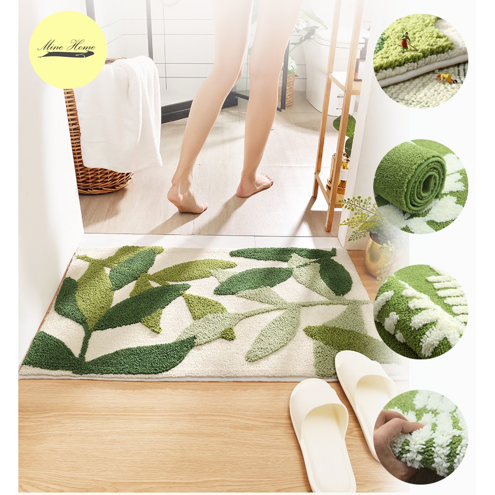 THẢM CHÙI CHÂN CHỐNG TRƯỢT, HỌA TIẾT LÁ CÂY XINH XẮN ĐẸP