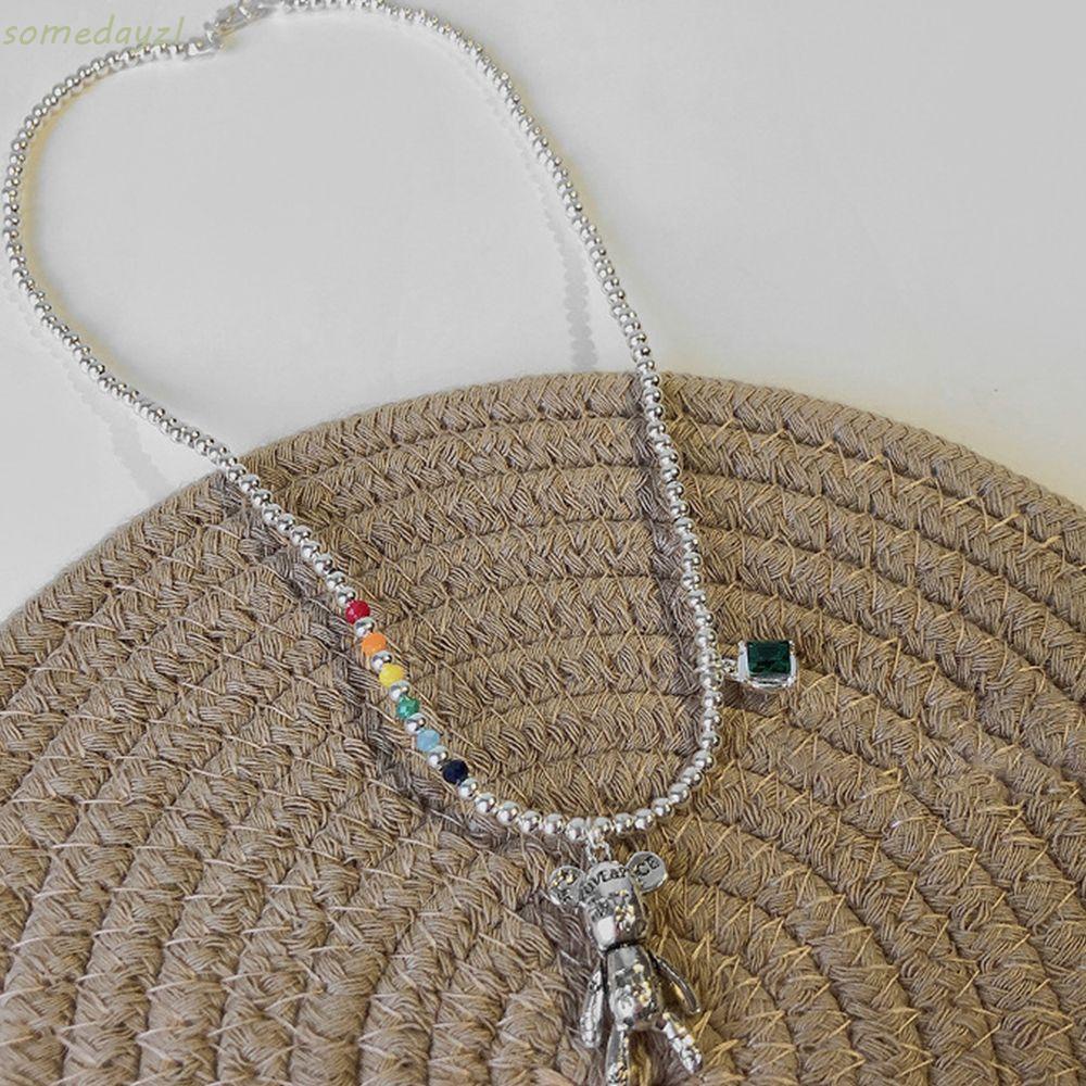 Vòng cổ bằng thép titan mặt hình gấu hoạt hình phong cách Hàn Quốc thời trang cho nữ