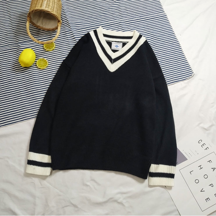 Áo Sweater Cổ Chữ V Thời Trang Mùa Thu Cho Cặp Đôi