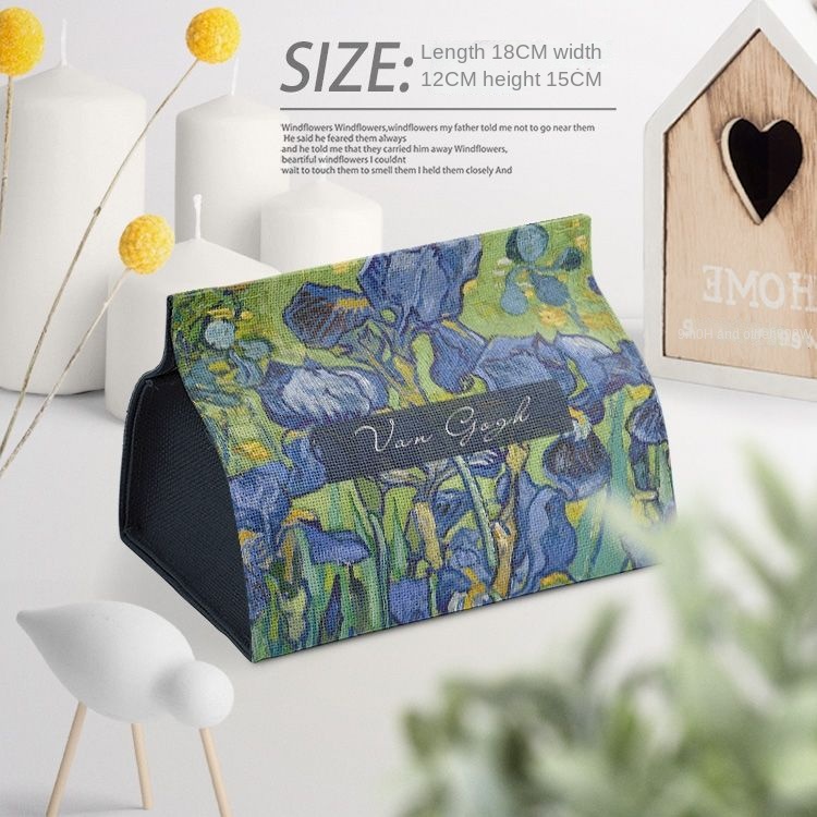Hộp Đựng Khăn Giấy Bằng Vải cotton Lanh Họa Tiết Tranh Sơn Dầu Van Gogh