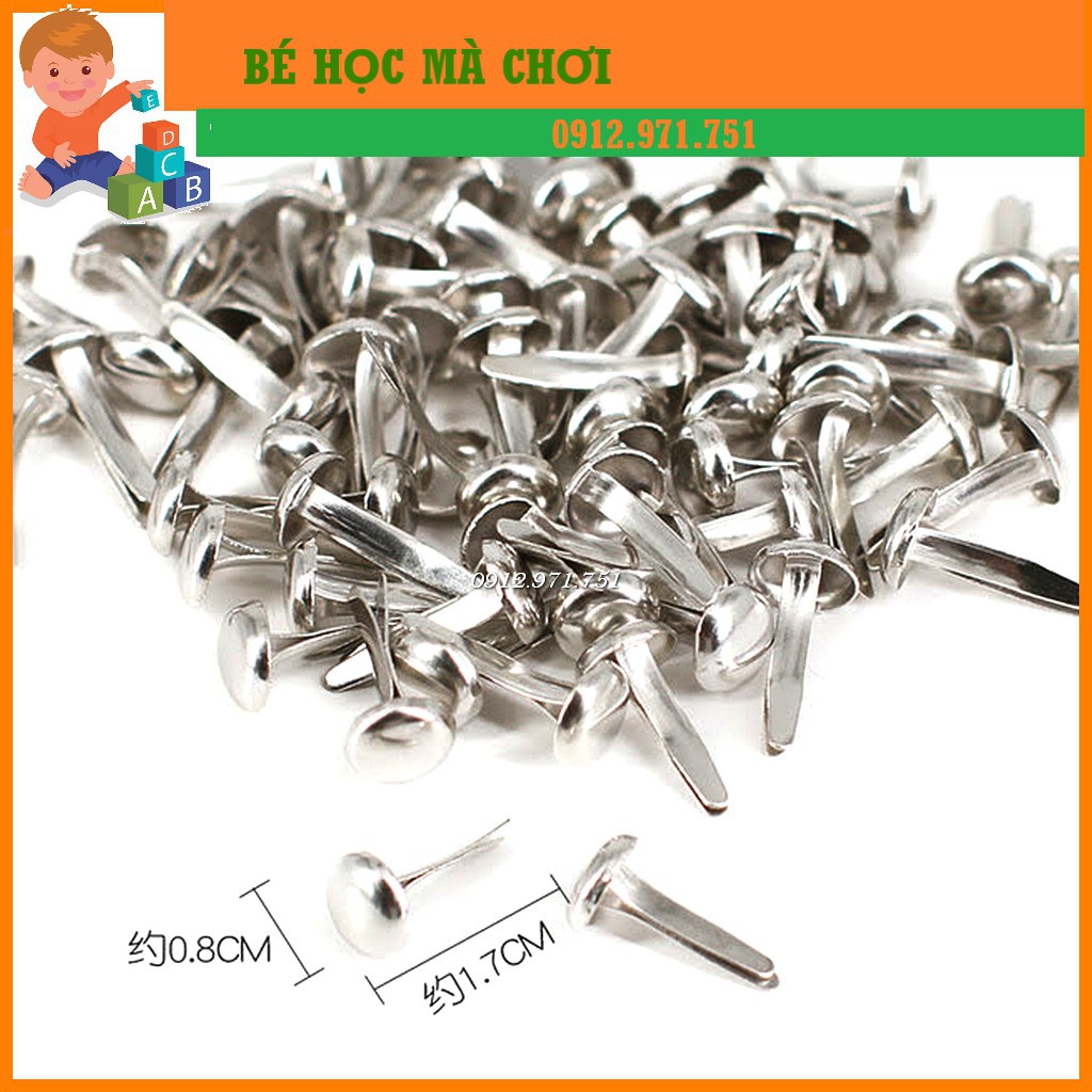 Set 100 đinh cánh phượng/ đinh ghim 2 chân làm học liệu, con rối