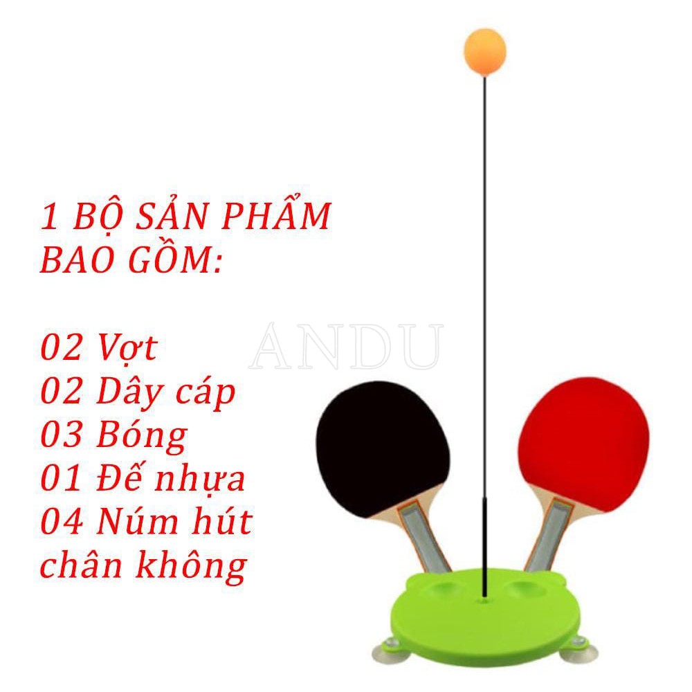 Bộ Bóng Bàn Tập Phản Xạ, Đồ Chơi Cho Bé Không Cần Bàn Kèm 4 Bóng Bàn Nhựa ABS