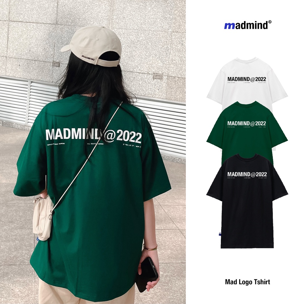 MADMIND® Chính Hãng - Áo Thun Mad Logo  Cotton Thoáng Mát - Màu Xanh Lá / Trắng / Đen Form Rộng Unisex