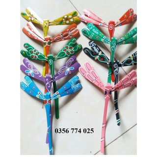 chuồn chuồn tre 12cm mộc và đế 3  combo