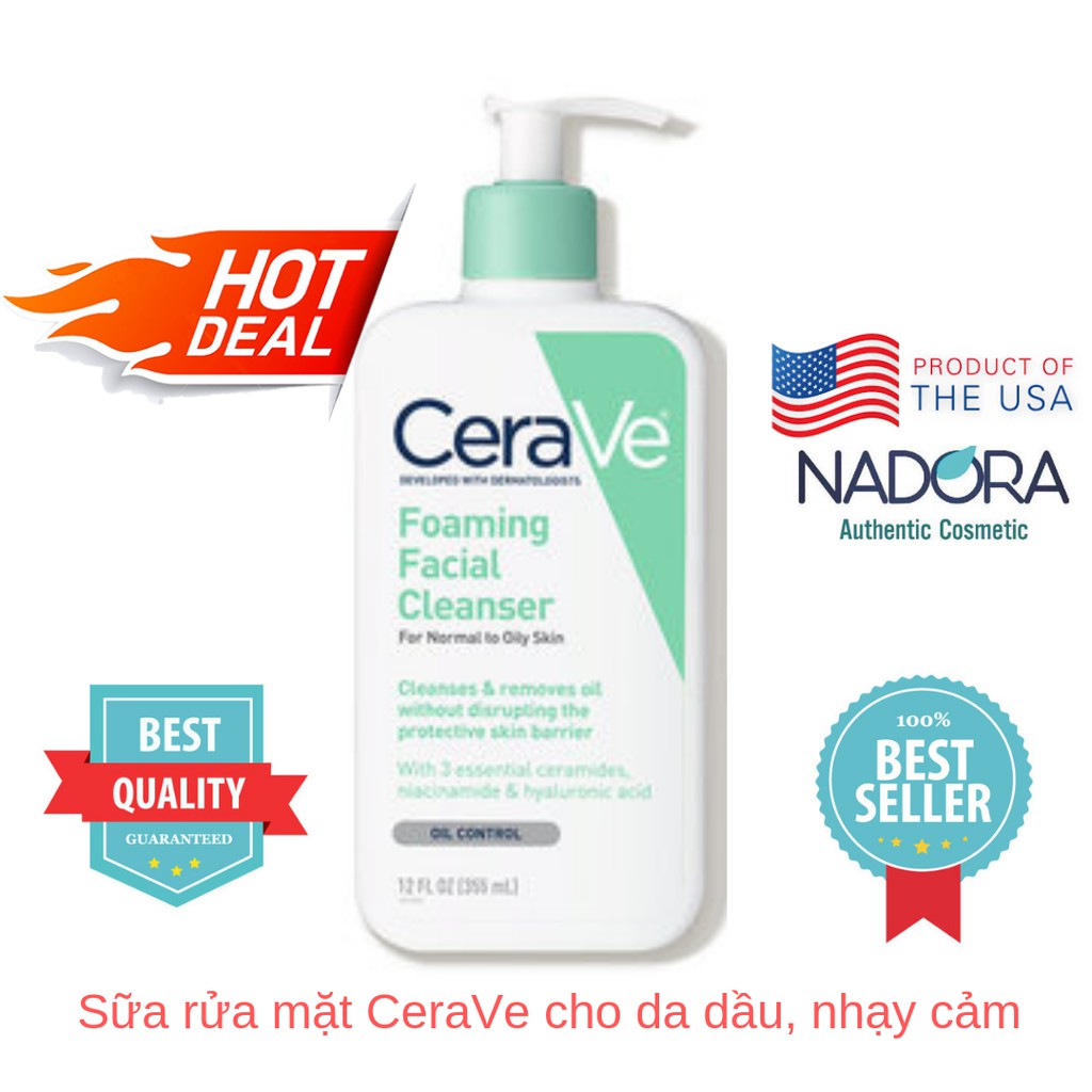 [ĐỦ SIZE] Sữa Rửa Mặt CeraVe FOAMING - Da Dầu | BigBuy360 - bigbuy360.vn
