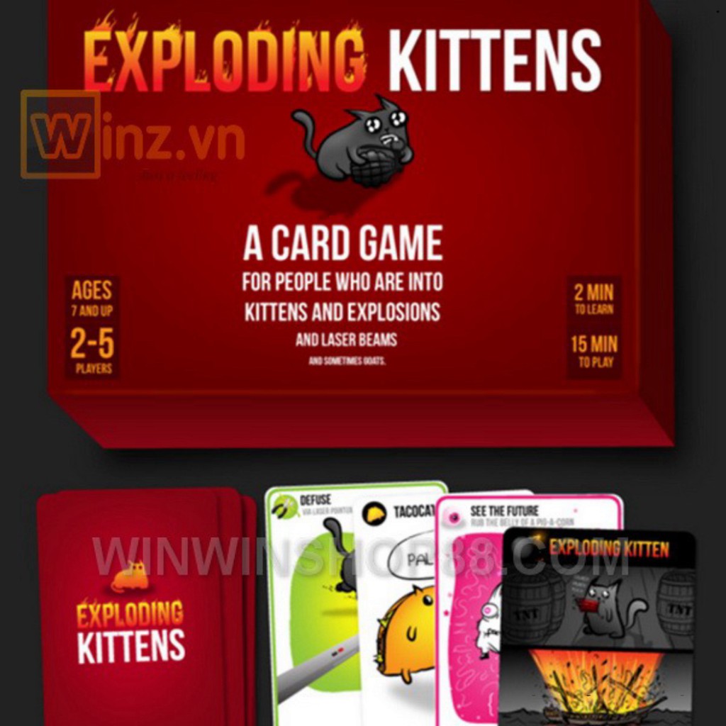 Bài Mèo Nổ - Exploding Kittens (hộp đỏ) board game Asam