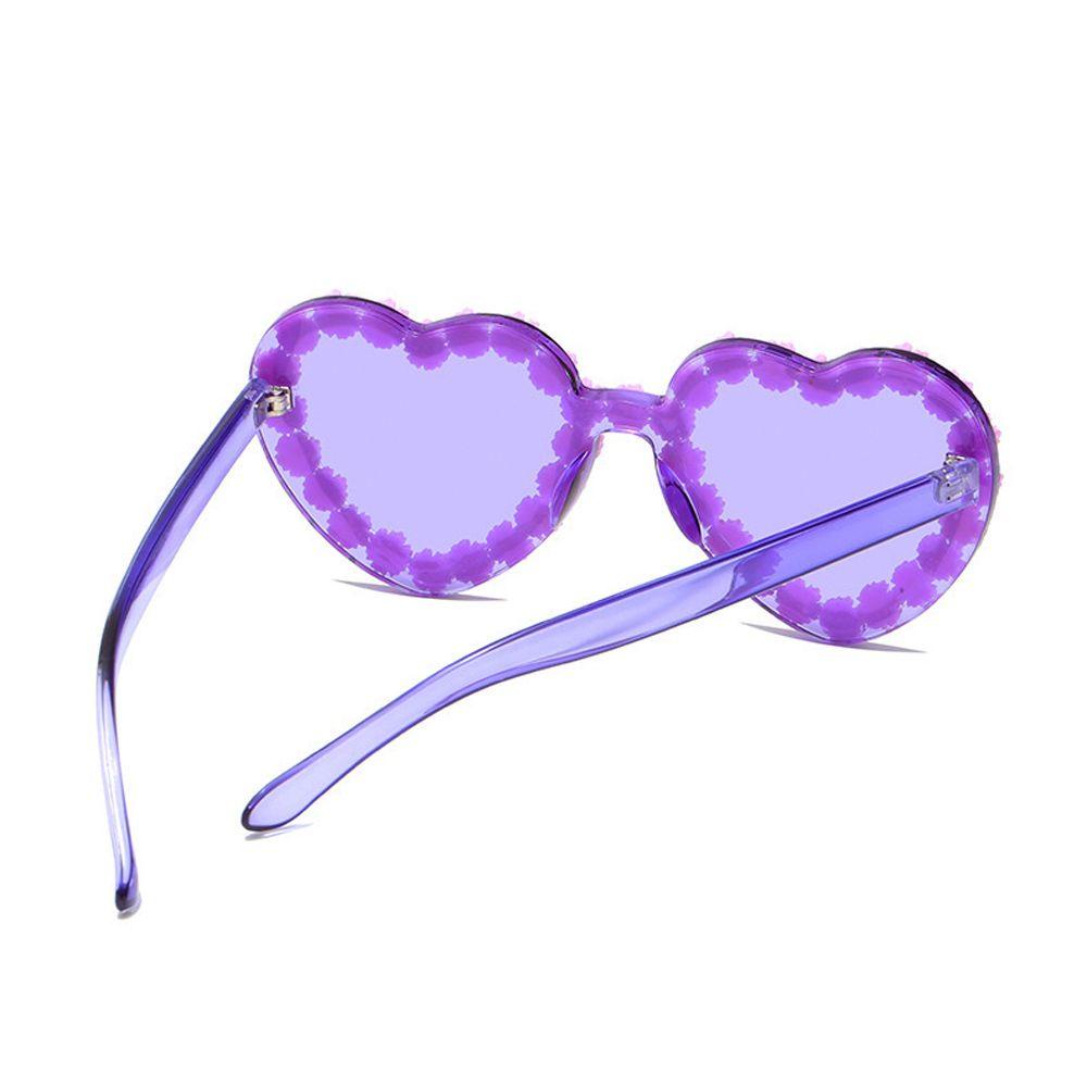 Kính Mát Hình Trái Tim Chống Tia UV400 Họa Tiết Hoa Cúc Thời Trang Đi Biển Cho Nữ