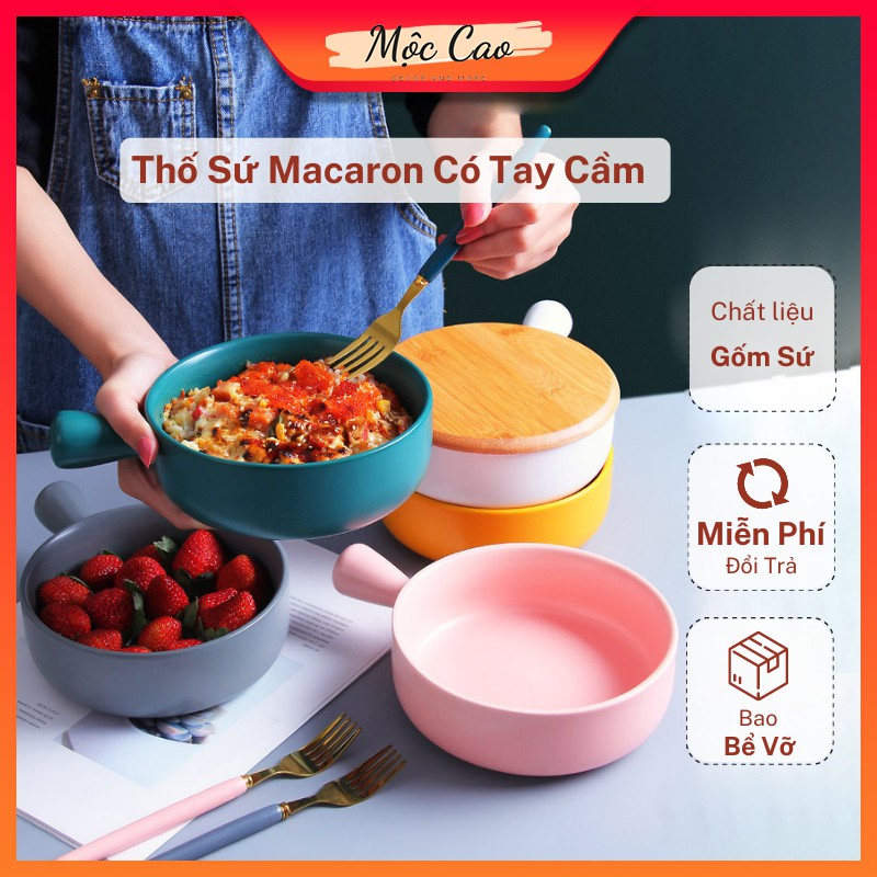 Thố sứ, khay nướng có tay cầm bằng sứ dùng được lò vi sóng và lò nướng dùng trong gia đình, nhà hàng