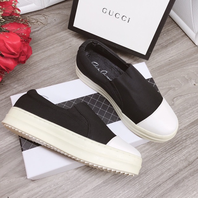 Giày lười Rick Owen mũi trắng đế 2cm | BigBuy360 - bigbuy360.vn
