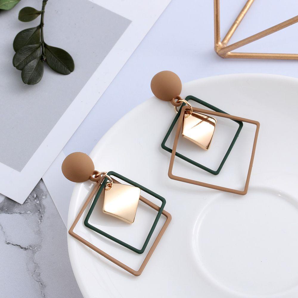 Bông Tai Gỗ Hình Học Thời Trang Cho Nữ