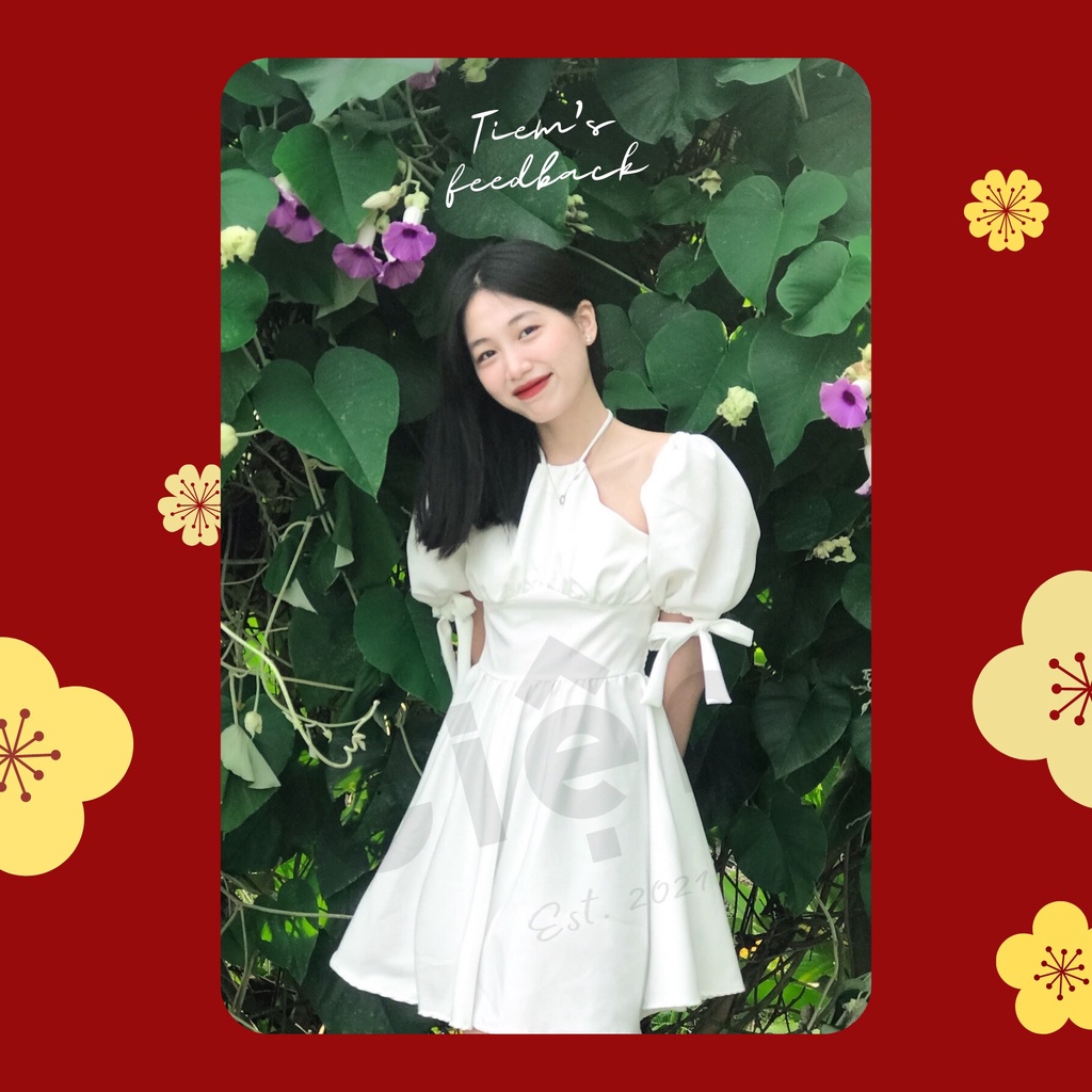 [Best-seller] Đầm cổ yếm tay phồng dáng xoè hai màu Trắng và Đỏ đô - Rubies Dress - Tiệm Official | BigBuy360 - bigbuy360.vn