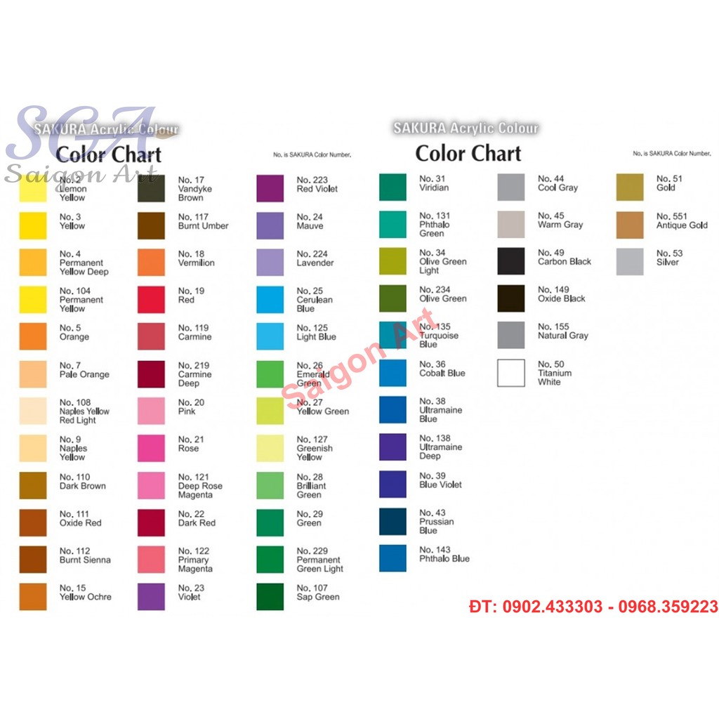 Màu Acrylic Nhật Bản SAKURA tuýp lớn 75ml