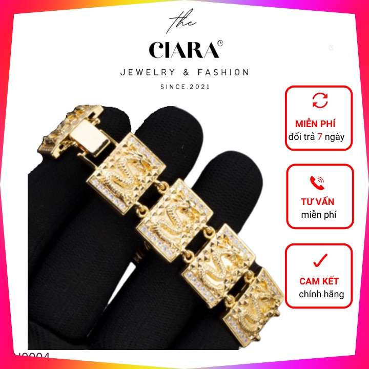 Lắc Tay Nam ⚡𝐒𝐈𝐄̂𝐔 𝐒𝐀𝐍𝐆⚡Lắc Nam Rồng Mạ Vàng 18k Cao Cấp CIARA - LN0004