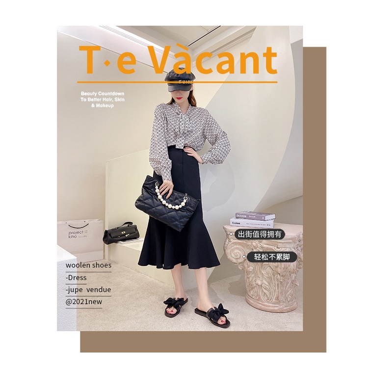 Dép Quai Ngang Đính Nơ Chống Trượt Màu Sắc Thời Trang Mùa Hè Phong Cách Hàn Quốc Cho Nữ
