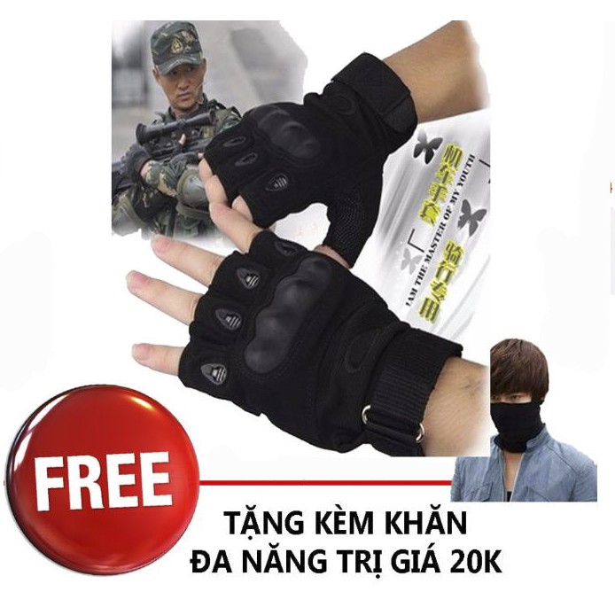 Găng Tay Oakley Ngắn Ngón FREE Khăn Đa Năng Đi Phượt