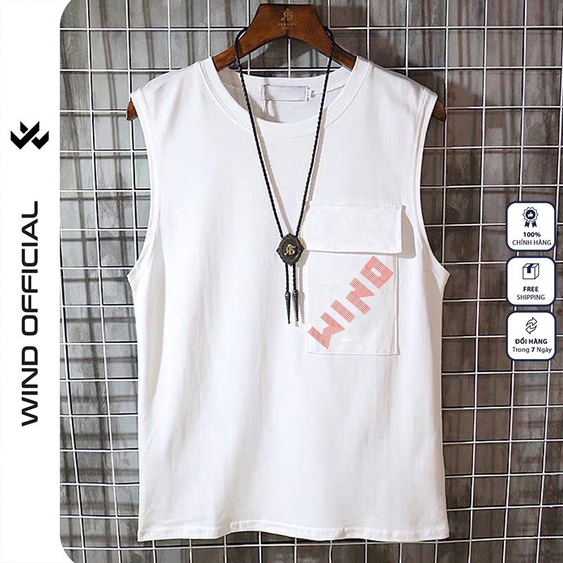 Áo thun sát nách WIND unisex form rộng tanktop túi nắp 3 lỗ WIND thời trang nam nữ oversize