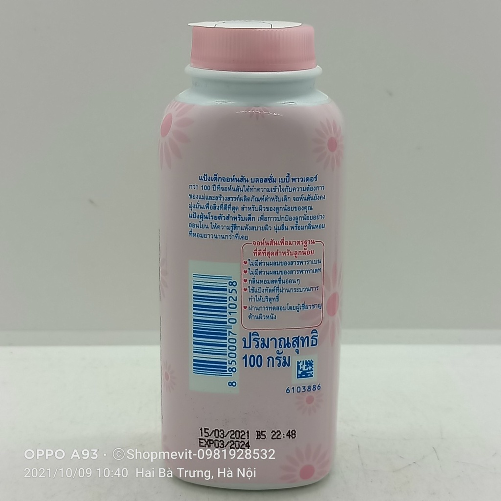 Phấn Johnson's baby powder hương hoa giúp da khô thoáng chai 100g