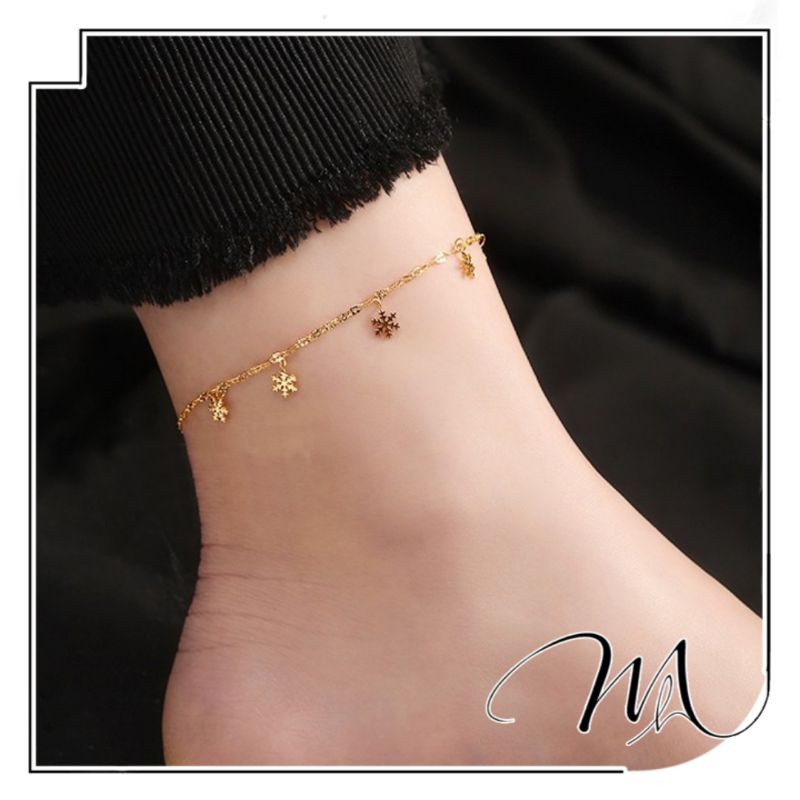 Lắc chân nữ Titan không gỉ dây trúc hoa tuyết rơi - Măng's House LC56