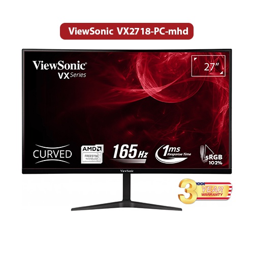 [Mã 1010ELSALE1 giảm 5% đơn 3TR] Màn Hình Viewsonic VX2718-PC-MHD (27inch/FHD/VA/165Hz/1ms/250nits/HDMI+DP+Audio/Cong)