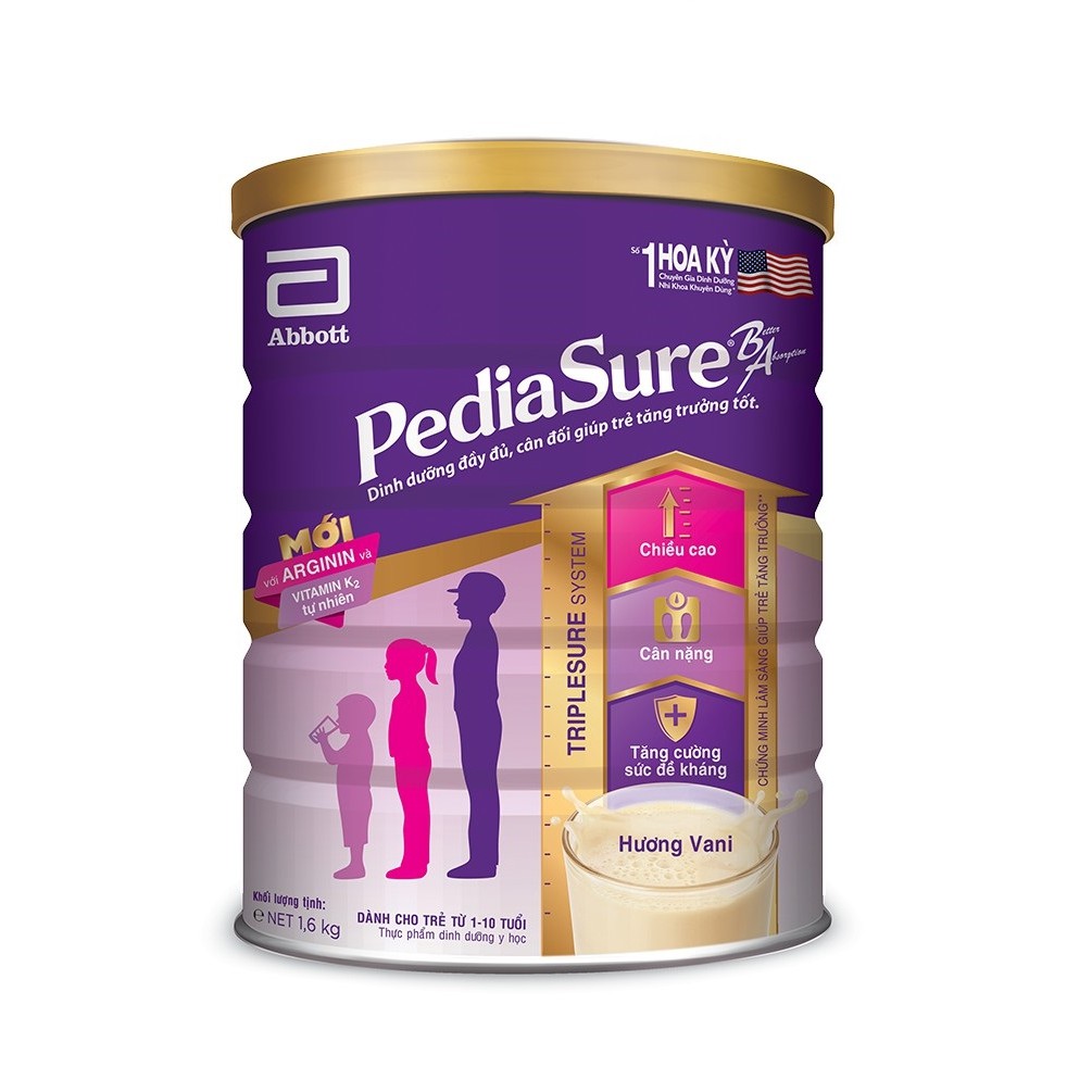 Sữa PediaSure 1,6kg Hương Vani, Hàng Chính Hãng, Date Mới Nhất