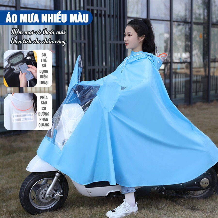 Áo mưa trùm có ship hỏa tốc, dày dặn cỡ lớn bảo vệ toàn diện cho nam và nữ khi lái xe máy, loại xịn