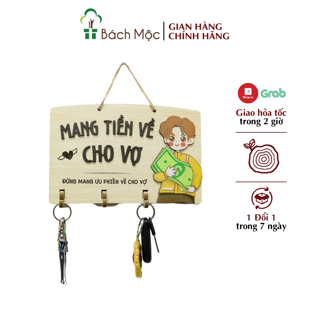 [Mã BMLTA50 giảm 10% đơn 99K] Bảng Gỗ Treo Móc Khóa BÁCH MỘC Hình Vẽ Dễ Thương Trang Trí Nhà Cửa