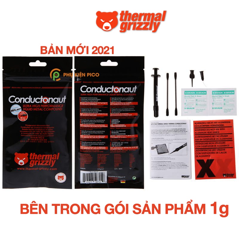 Keo tản nhiệt CPU Thermal Grizzly Conductonaut kim loại lỏng - Kem tản nhiệt Kryonaut 1Gram - MasterGel Pro V2 - TF8