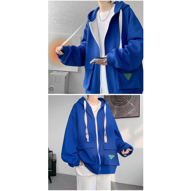 【Bốn màu】Áo Khoác Hoodie Nam Có Khoá Kéo Thời Trang Simple áo Hoodie Form RộNg Vintage Áo Hoodie Nam