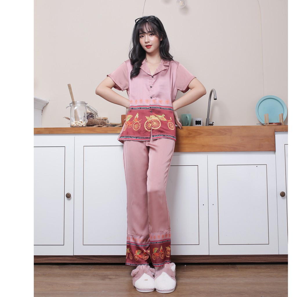 Bộ ngủ pijama lụa phối cổ chất đẹp | BigBuy360 - bigbuy360.vn