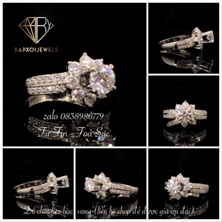 Nhẫn kim cương moissanite (đá chủ 5,4 ly, đá tấm moissanite) chất liệu bạc 950 xi bạch kim