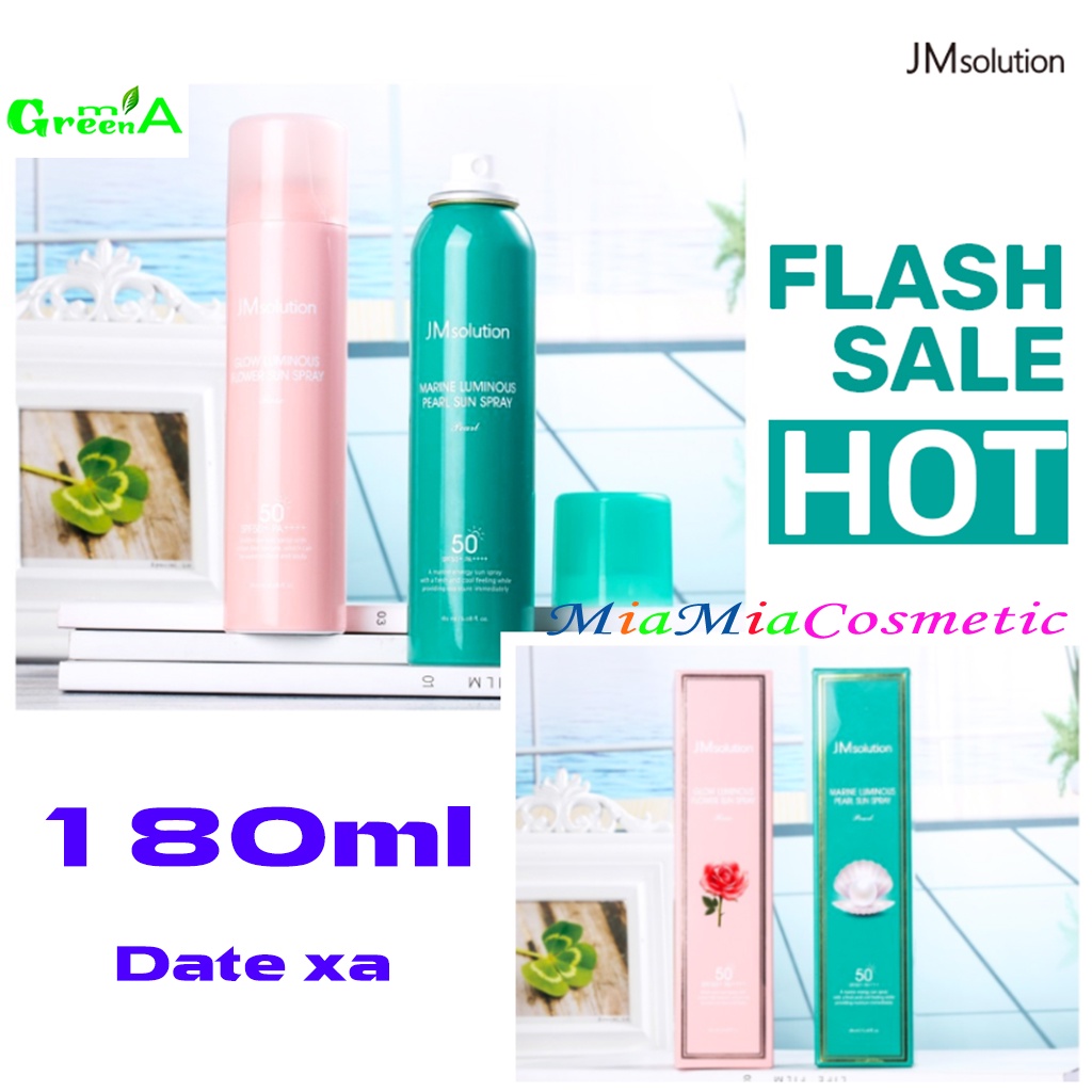 Xịt Chống Nắng JMSOLUTION Ngọc Trai Hoa Hồng SPF50+ PA++++ JM Solution Glow Luminous Flower Sun Spray Nâng Tone Cấp Ẩm