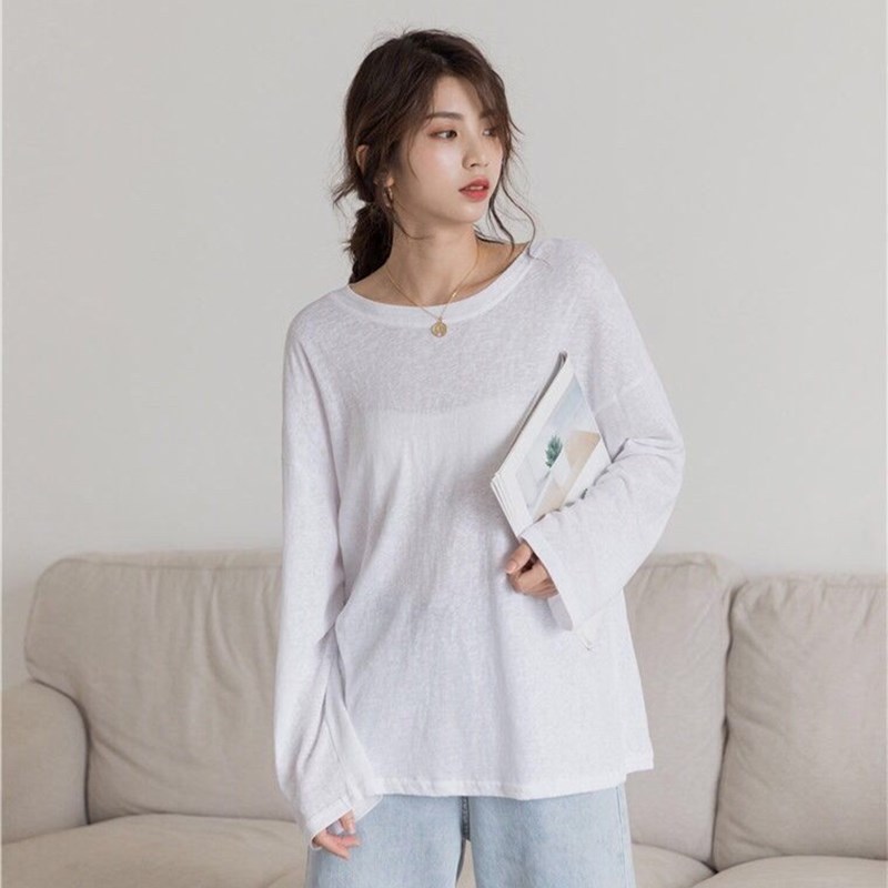 Áo thun tay dài dáng rộng thời trang Hàn Quốc cho nữ 2020