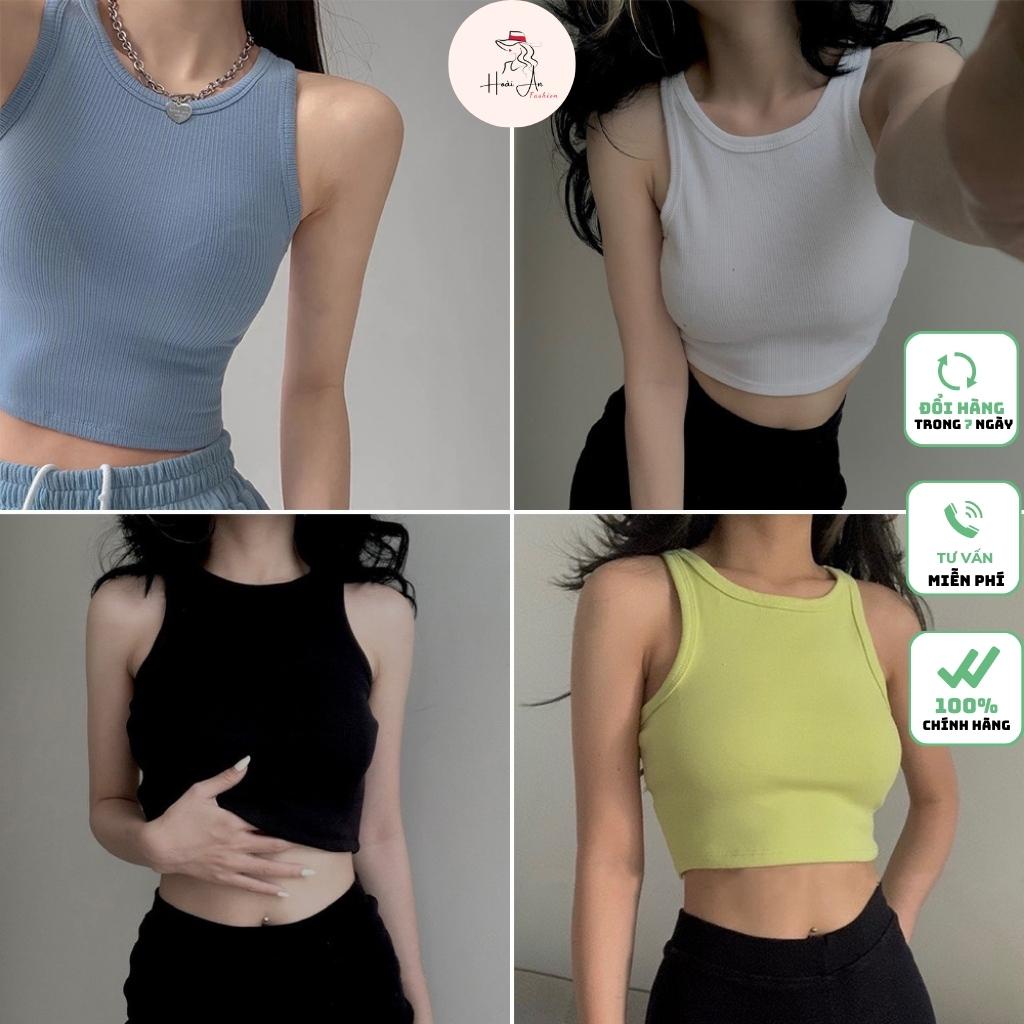 Áo Croptop Ba Lỗ Ôm Body Kiểu Dáng Basic Trơn, Hè Năng Động