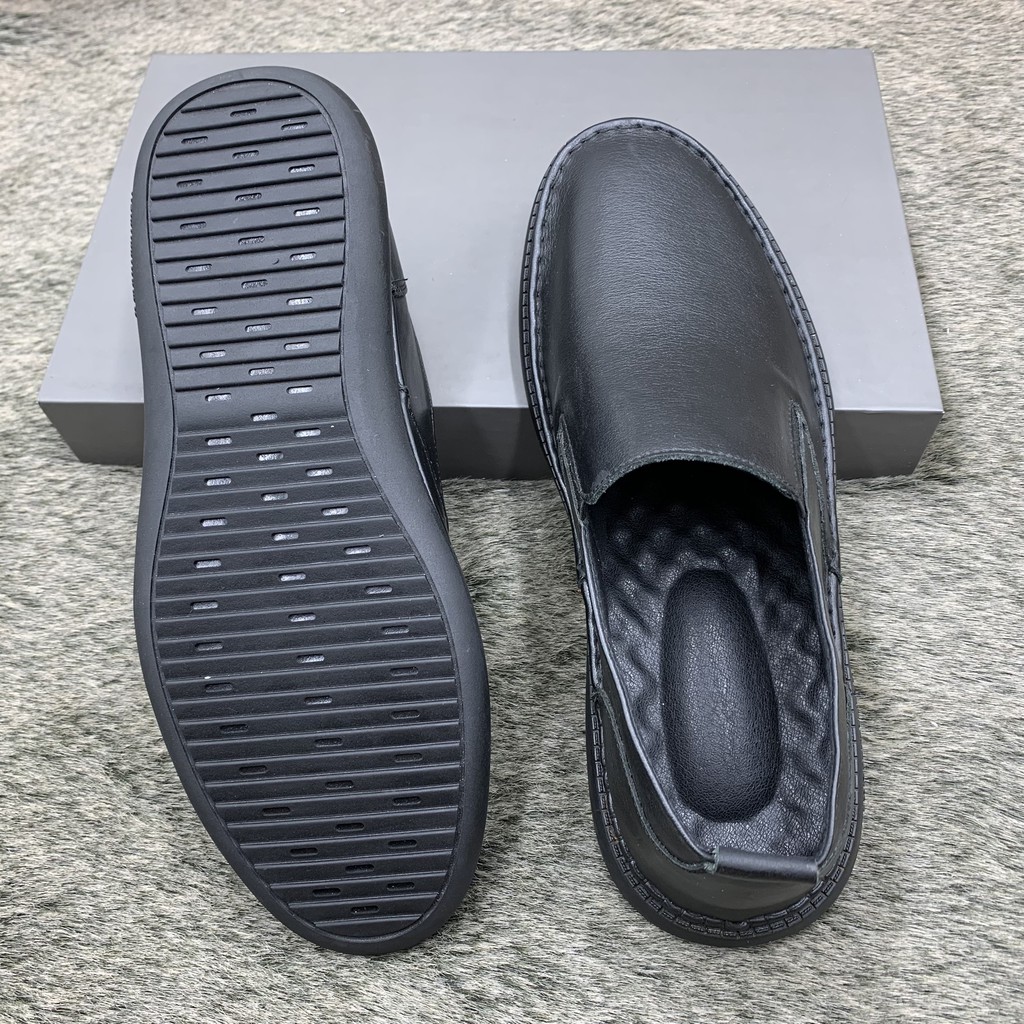 Giầy lười nam da bò 2 loại trơn và thêu chất đẹp, giầy lười thiết kế thời trang