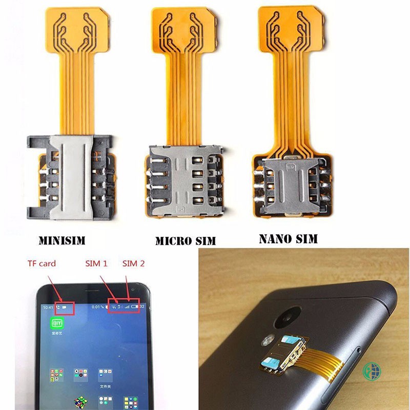 Ready Stock Card Extender Dual SIM Adapter Extension Cable Slot Durable For Mobile Phone Android @vn