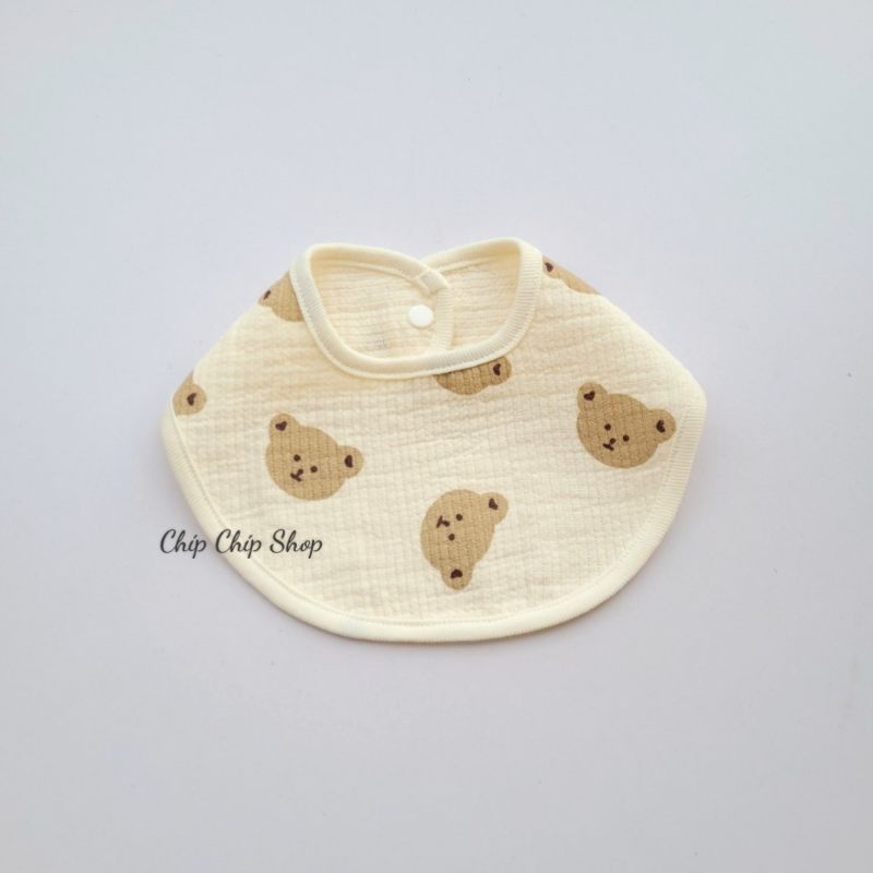 Khăn yếm xô muslin trần bông hình gấu thỏ cao cấp cho bé trai bé gái. _Chíp Chíp Shop