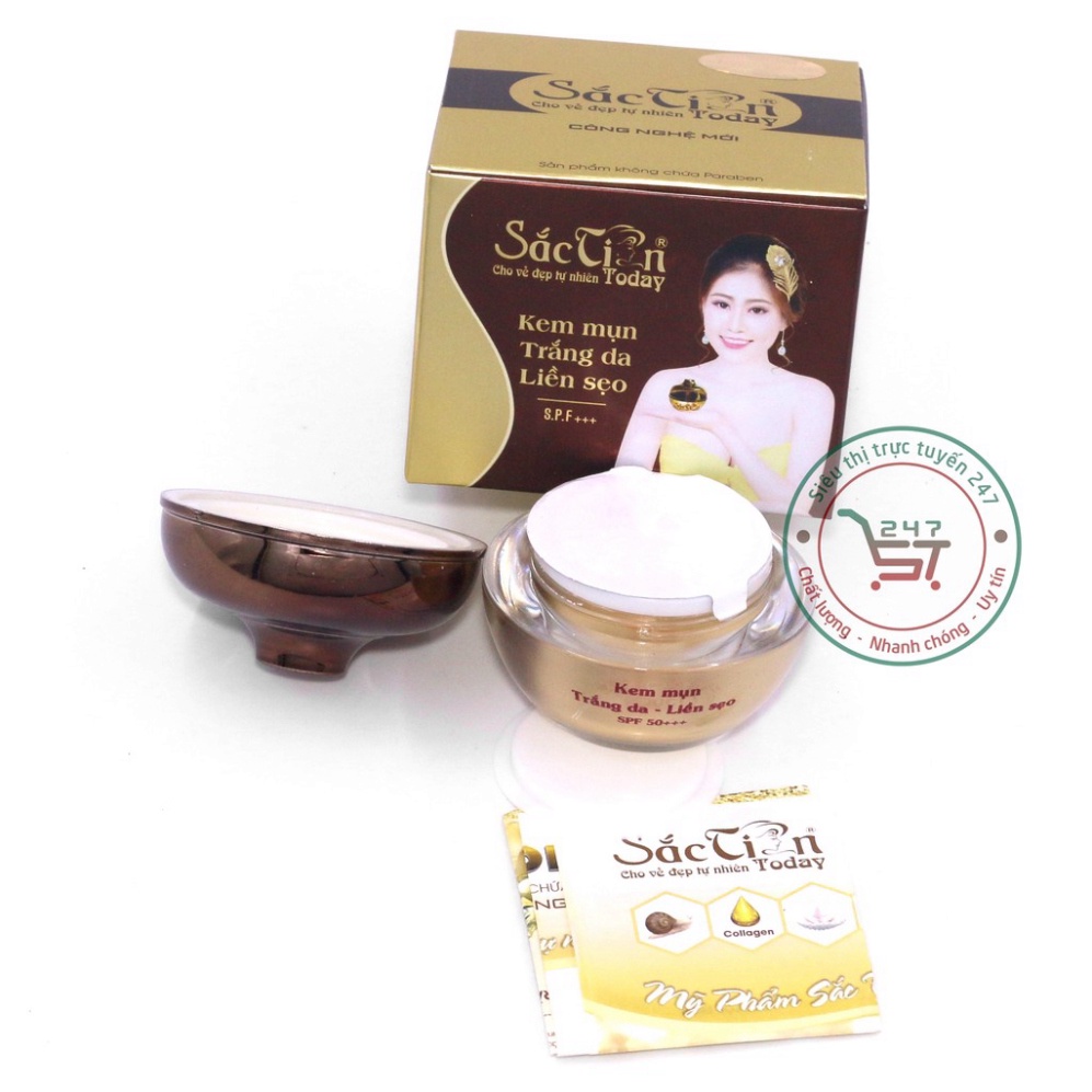 Kem Sắc Tiên giảm Mụn Trắng da liền Sẹo ban ngày và ban đêm