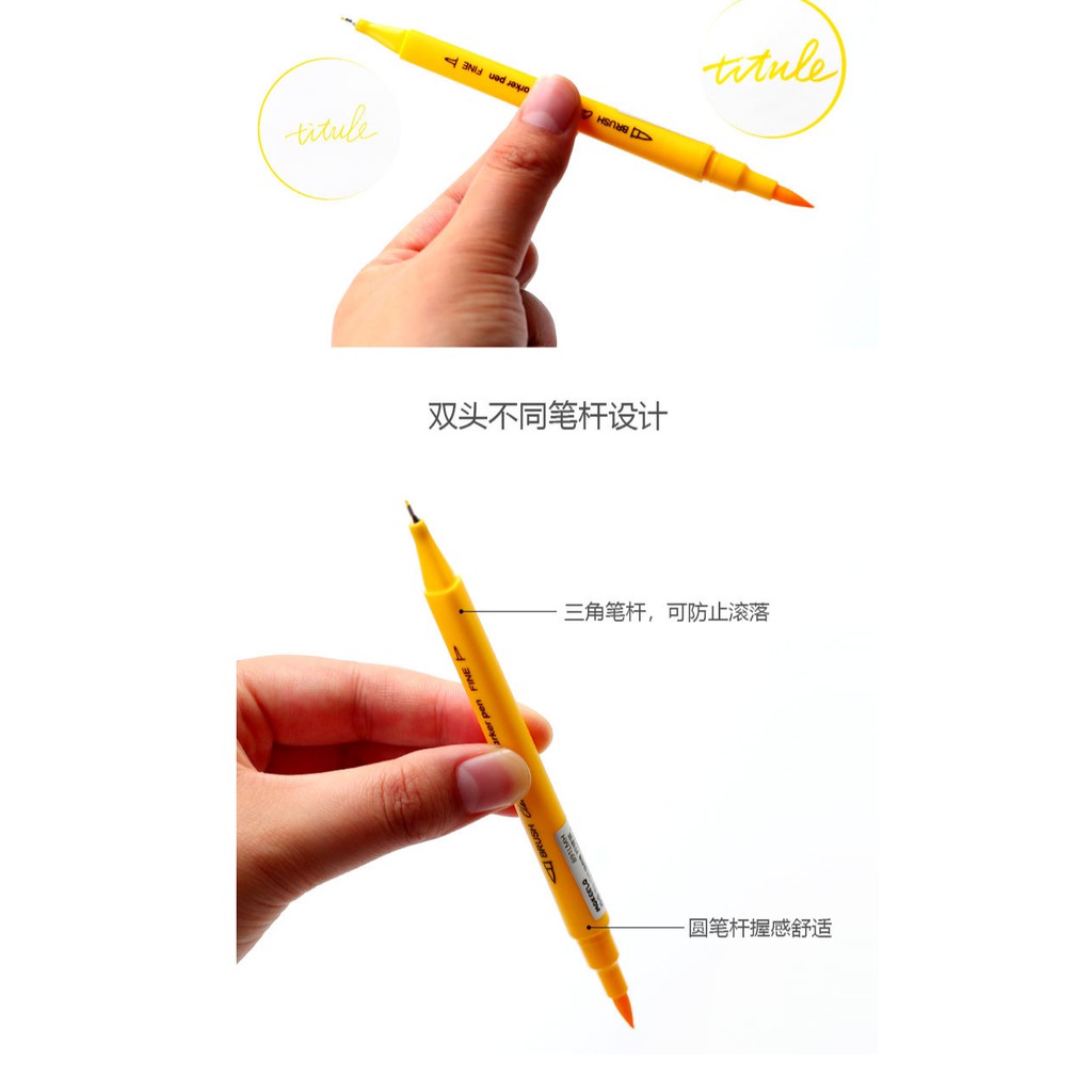 Bút brush pen lông 2 đầu viết thư pháp viết Calligraphy trang trí sổ viết tiêu đề vẽ tranh 24 màu tùy chọn link1