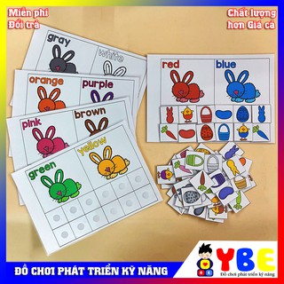 Bộ đồ chơi học liệu bóc dán chủ đề thỏ sắc màu cho bé từ 6 tháng tới 3 tuổi vừa học vừa chơi phát triển trí thông minh