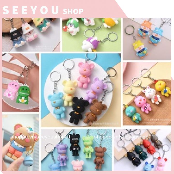TỔNG HỢP Móc khóa Squid game , khủng long béo , heo mặc áo móc khóa cặp đôi