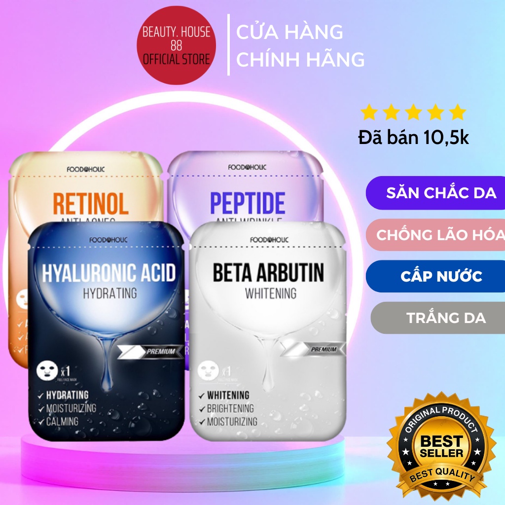 Mặt Nạ Hoạt Chất Vàng Retinol, Peptide, Hyaluronic Acid, Beta Arbutin Premium Foodaholic 23ml | WebRaoVat - webraovat.net.vn