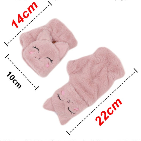 Găng tay hở ngón bằng polyester dày hình mèo hoạt hình dễ thương giữ ấm mùa đông cho nữ